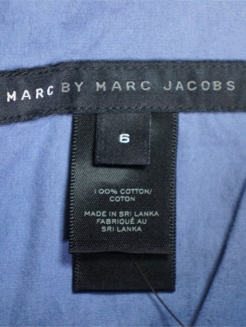 Marc by Marc Jacobs Chambray Polka Dot Dress Neon Zipper Blue Fit Flare Size 6 - Picture 12 of 14
